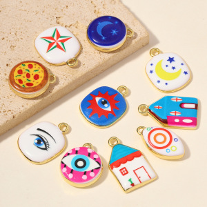 Pendentifs Pour Femmes, Style Œil Du Diable, Forme Irrégulière Elliptique, Couleur Cuivre Et Or, Collection Romantique À Faire Soi-Même h5 Image3