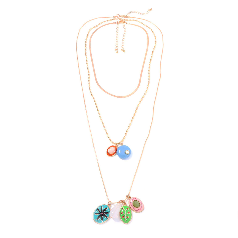Ensembles De Colliers Pour Femmes Simple Series Sweet Chain En Alliage Doré, Forme Elliptique h5Image2