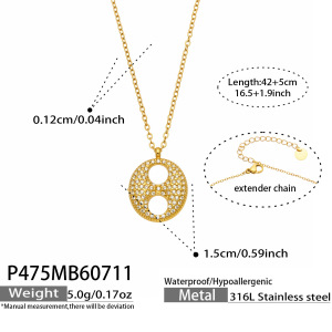 Colliers Pendentifs Pour Femmes, Collection Luxe, Forme Irrégulière, Chaîne En Acier Inoxydable Étanche Couleur Or h5 