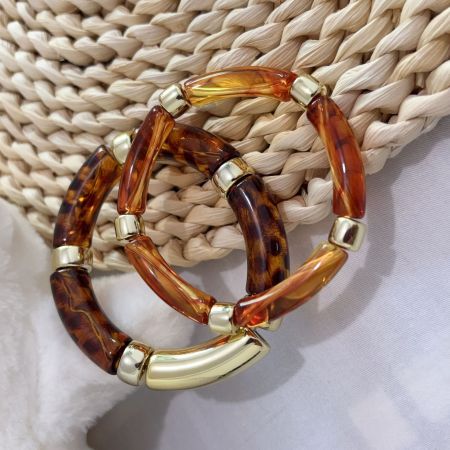 Ensembles de bracelets pour femmes en résine multicolore à motif léopard 2
