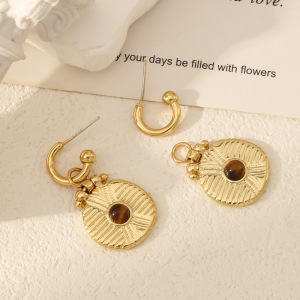 Boucles D'Oreilles Perles Rétro En Pierres Naturelles Pour Femmes, Collection Classique h5 Image4