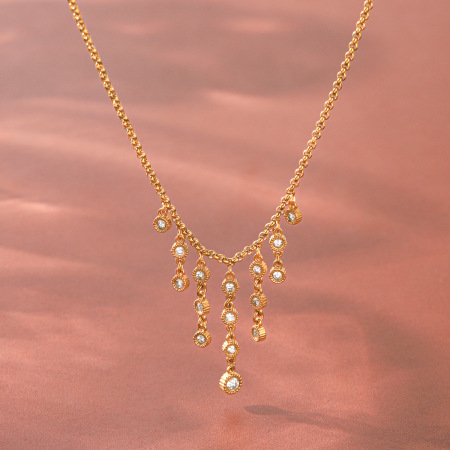 Colliers pendentifs pour femmes en acier inoxydable, étanches, couleur or et zircon, avec pompon