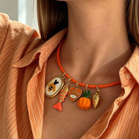 Collier pendentif femme en forme de cœur et de poisson, avec cordon magnétique