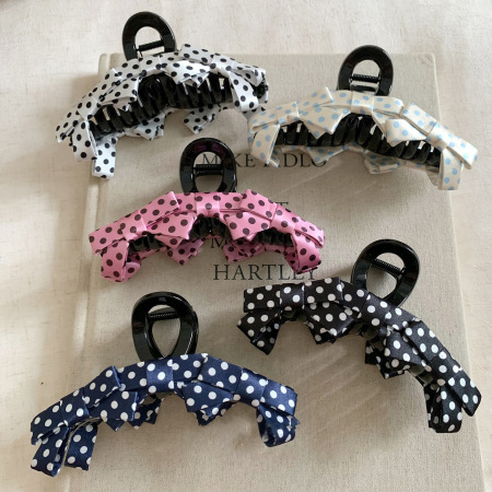Pinces à cheveux acryliques à pois unis, motif nœud papillon doux, collection Simple Series