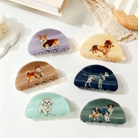 Collection Simple Animal Mignon Teckel Couleur unie Cheveux et griffes en PVC
