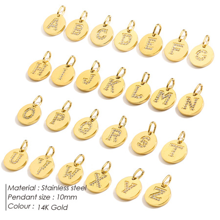 Pendentifs femme Simple Series DIY en acier inoxydable étanche couleur or 2