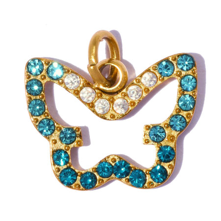 Pendentifs pour femmes en forme de cœur, en acier inoxydable étanche, couleur or, ornés de strass 2