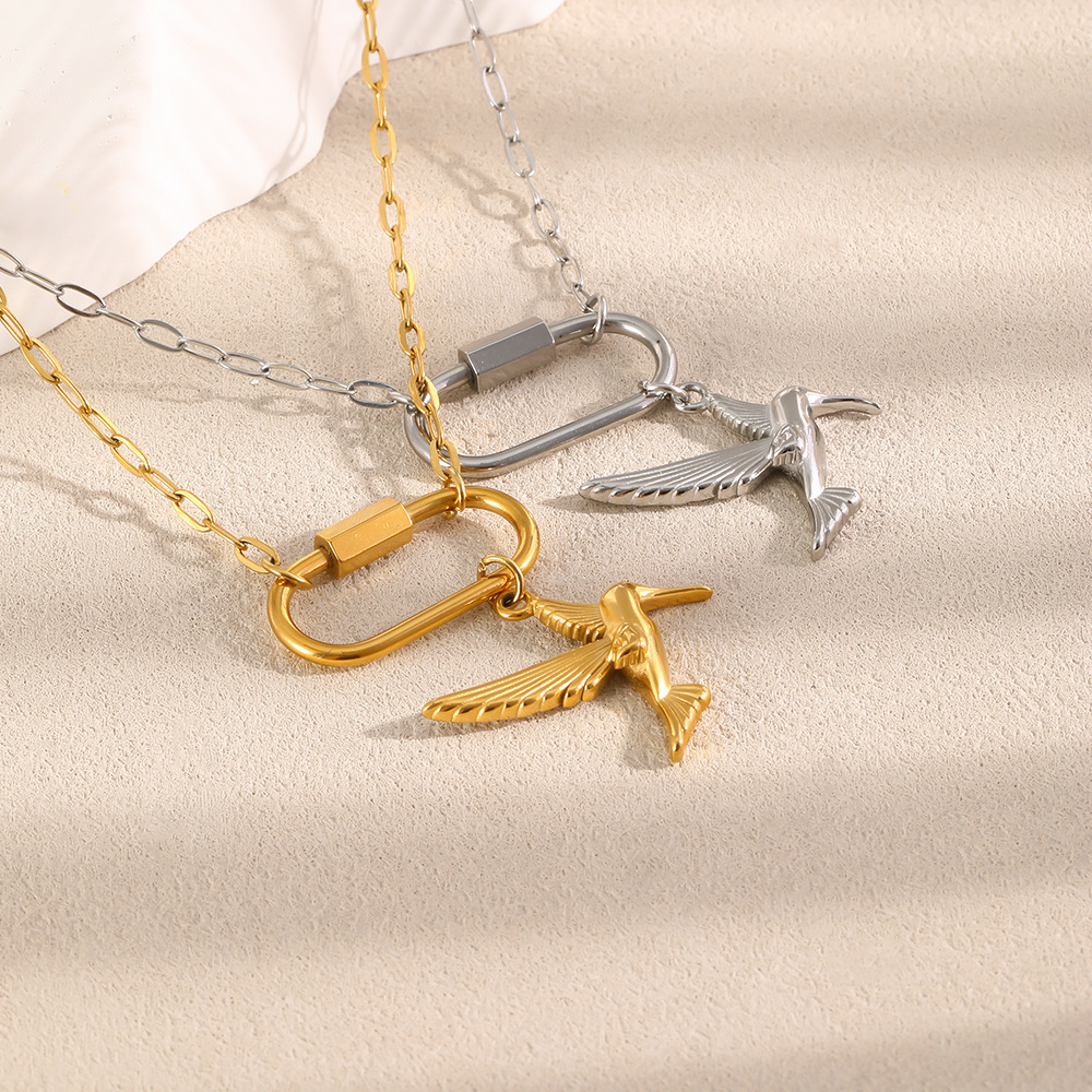 Colliers Pendentifs Pour Femmes, Collection Simple, Motif Animal Mignon Et Irrégulier, En Acier Inoxydable Étanche, Couleur Or Image2