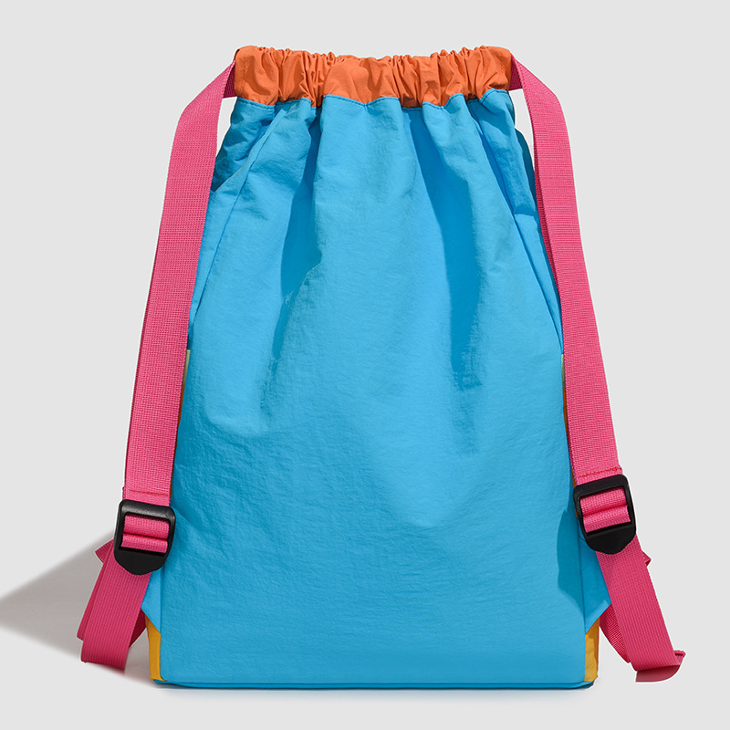 Sac À Dos Femme En Nylon Patchwork Multicolore Style Sportif h5Image4