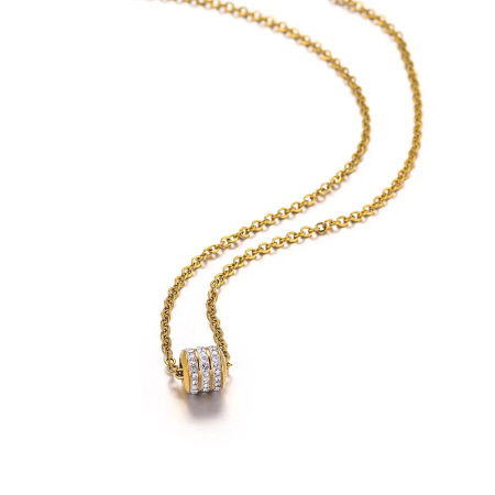 Perles d'espacement en acier inoxydable étanches couleur or avec strass 2