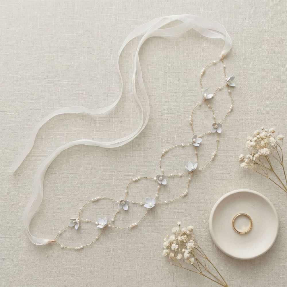 Bandeaux À Cheveux Élégants En Métal Et Perles Artificielles, Collection Romantique Image2