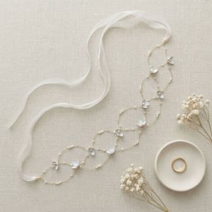 Bandeaux À Cheveux Élégants En Métal Et Perles Artificielles, Collection Romantique h5 Image2