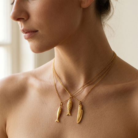 Colliers pendentifs pour femmes, collection Simple, motif poisson mignon, en acier inoxydable étanche couleur or 2