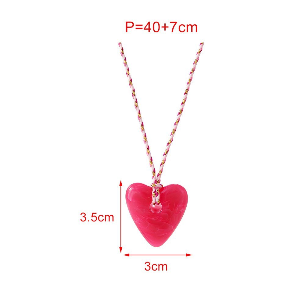 Colliers Pendentifs En Résine En Forme De Cœur Rétro De La Série Simple Pour Femmes h5Image4