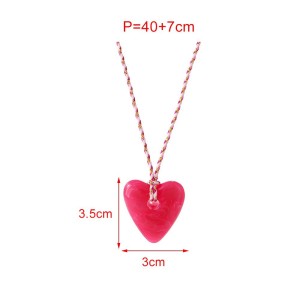 Colliers Pendentifs En Résine En Forme De Cœur Rétro De La Série Simple Pour Femmes h5 Image4