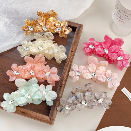 Pinces à cheveux Simple Series Daily Flower, couleur unie dégradée, acétate et strass