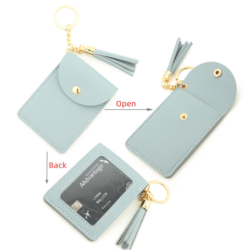 Portefeuilles Et Porte-Cartes Carrés Pour Femmes, Style Décontracté, Couleur Unie, En Pu Avec Pompon Image3