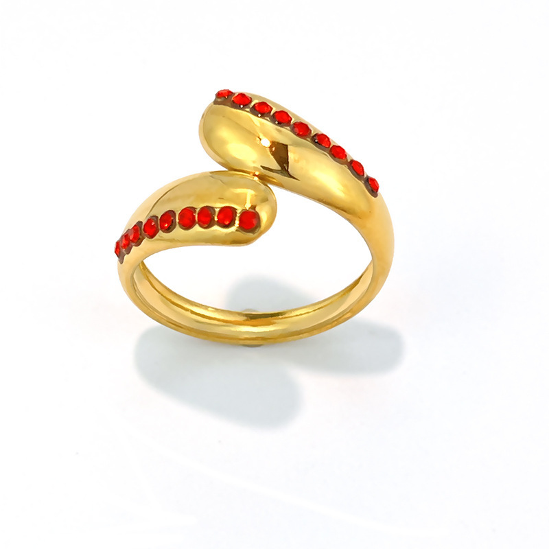 Bagues Pour Femmes En Acier Inoxydable Simple, Étanches, Couleur Or, Ornées De Strass. Image4