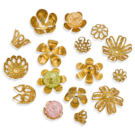 Apprêts à bijoux en acier inoxydable imperméables couleur or en forme de fleur
