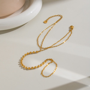 Chaîne De Main Pour Femme En Acier Inoxydable, Perles, Étanche, Couleur Or h5 Image3