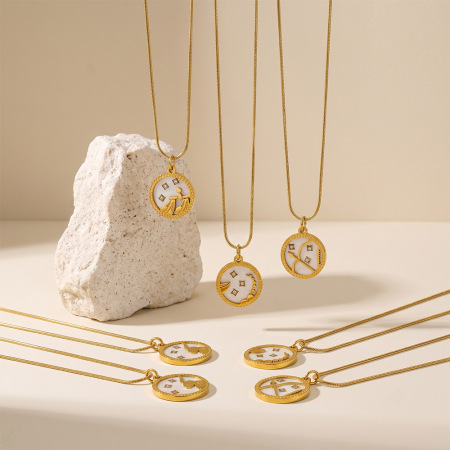 Colliers pendentifs pour femmes, collection Simple, style rétro, constellation animale, en acier inoxydable étanche couleur or. 2