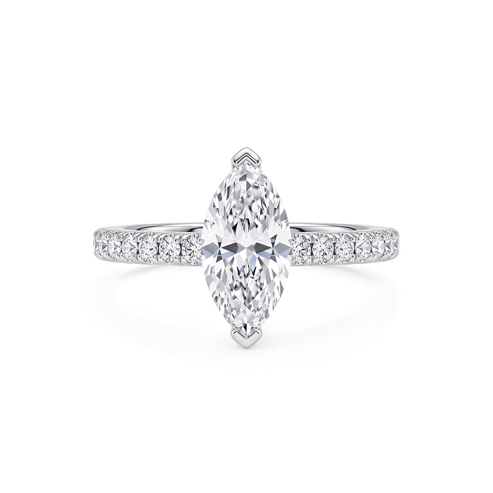 Bagues Pour Femmes En Moissanite, Forme Irrégulière, En Argent Sterling 925 Plaqué Rhodium, Collection Luxe Daily. h5Image4