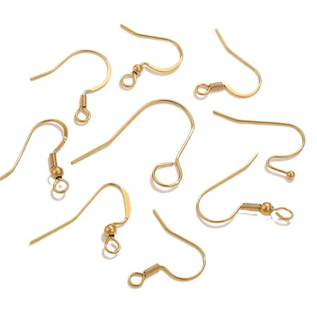 Apprêts de boucles d'oreilles en acier inoxydable massif couleur or 2