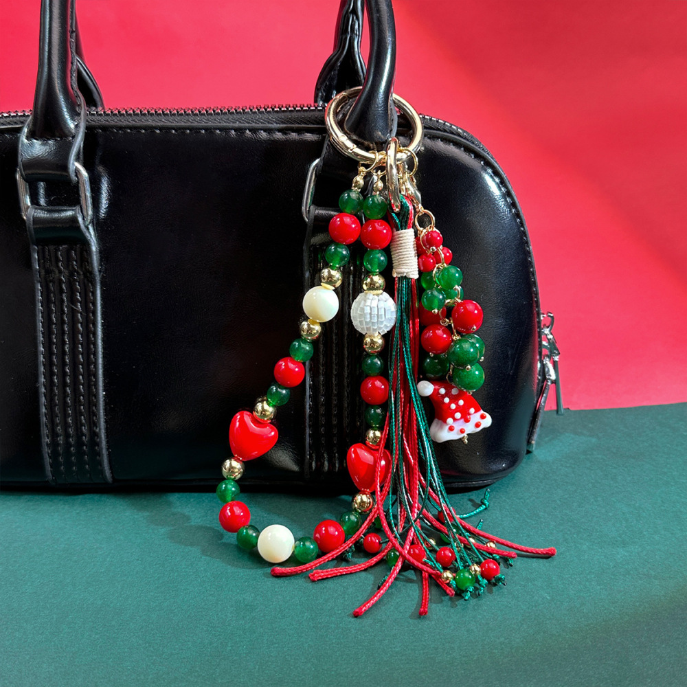 Breloques De Sac En Résine, Motif Fleur, Cœur, Nœud Papillon, Pompon De Noël, Collection Simple Series h5Image3