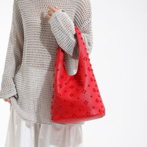 Sacs À Main Seau Pour Femmes, Style Décontracté, Couleur Unie, Rivets, En Pu De Qualité Supérieure h5 Image5