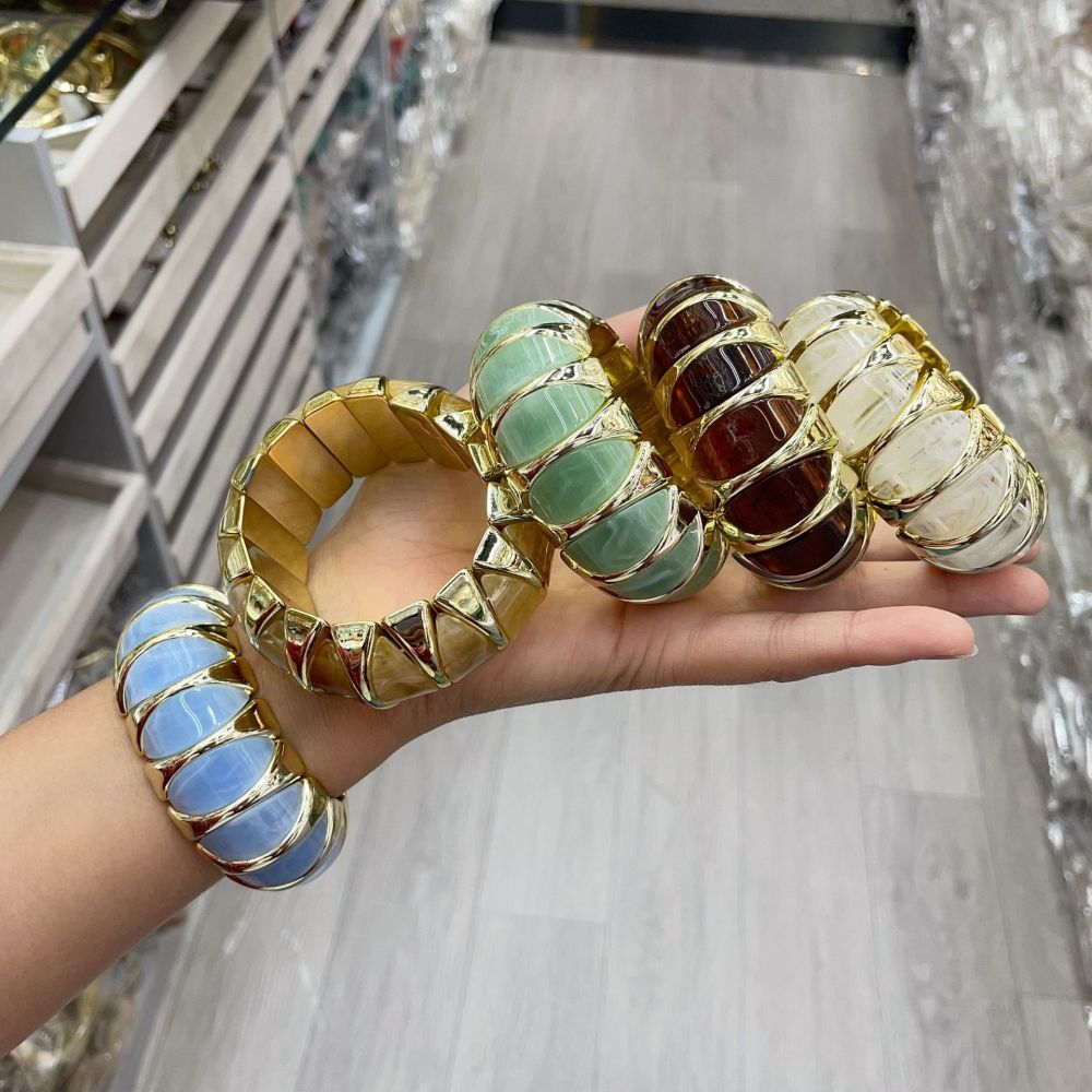Bracelets En Acrylique À Perles Pour Femmes, Style Punk, Dégradé De Couleurs, Formes Géométriques. h5Image4
