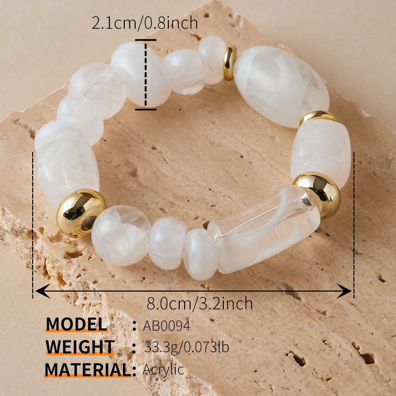 Bracelets De Perles En Résine Pour Femmes, Avec Perles De Forme Irrégulière