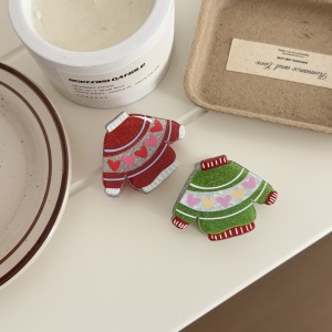 Pinces À Cheveux En Pvc, Motif Cœur Mignon, Couleur Unie, Dessin Animé De Noël, Série Ethnique h5 Image3