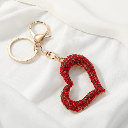 Porte-clés romantique décontracté en forme de cœur, en alliage et strass, collection romantique. 2