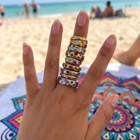 Bagues pour femmes de la série Luxueuse, au style rétro irrégulier, en acier inoxydable étanche, couleur or, serties de zircon.