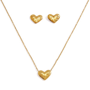 Ensembles De Colliers Pour Femmes, Collection Romantique, En Acier Inoxydable, Couleur Or, Avec Pendentif Cœur Simple Et Étanche. h5 Image5