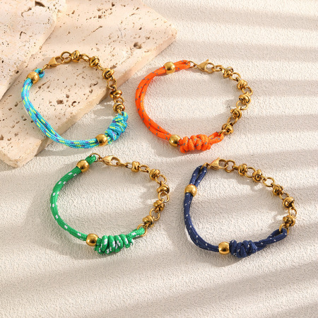 Bracelet tressé pour femme, collection romantique, en acier inoxydable, couleur or, imperméable, idéal pour les vacances. 2