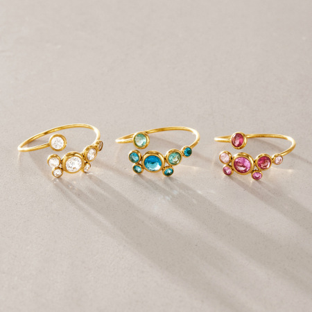 Bagues pour femmes en acier inoxydable doré, forme irrégulière et élégante, serties de zircon, étanches. Collection Simple. 2
