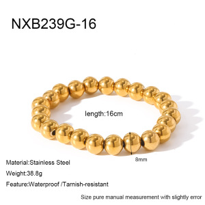 Bracelets À Perles Pour Femmes En Acier Inoxydable Étanche Couleur Or h5 