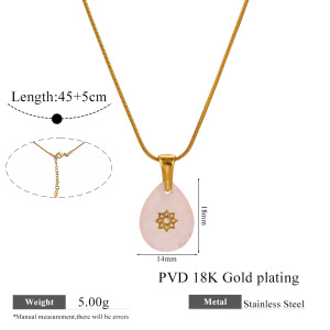 Colliers Pendentifs Pour Femmes En Acier Inoxydable Doré, Étanches, Avec Pierre Naturelle Et Collection Sweet Droplet De La Série Simple h5