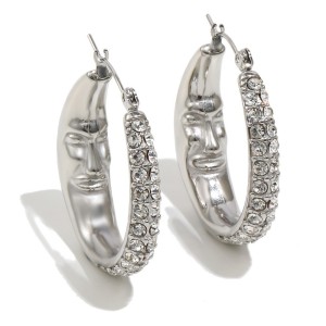 Boucles D'Oreilles Créoles Pour Femmes En Acier Inoxydable Étanche, Couleur Or, Ornées De Strass h5 Image4
