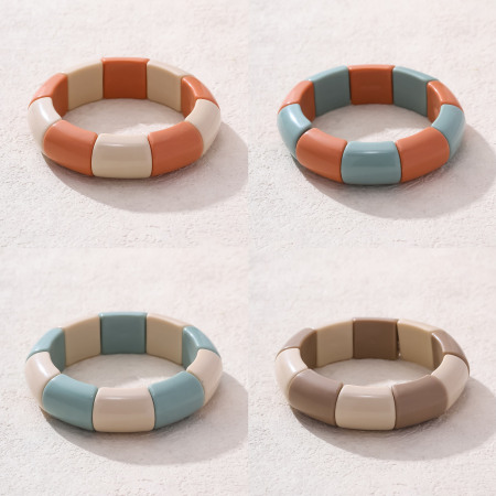 Bracelets perlés simples en résine de couleurs mélangées pour femmes