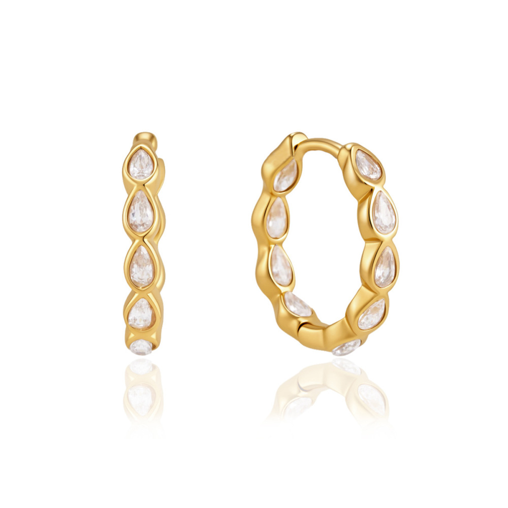 Boucles D'Oreilles Créoles Élégantes En Acier Inoxydable Imperméable, Style Patchwork Simple, Pour Femmes Image5
