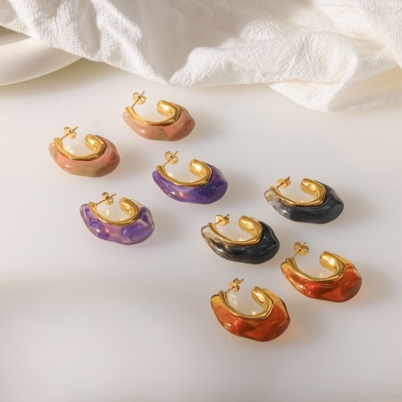 Boucles d'oreilles puces pour femmes, style rétro géométrique, en acier inoxydable, couleur or, étanches, collection classique