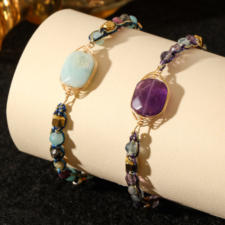 Bracelets tressés pour femmes, collection ethnique bohème, perles et pierres naturelles