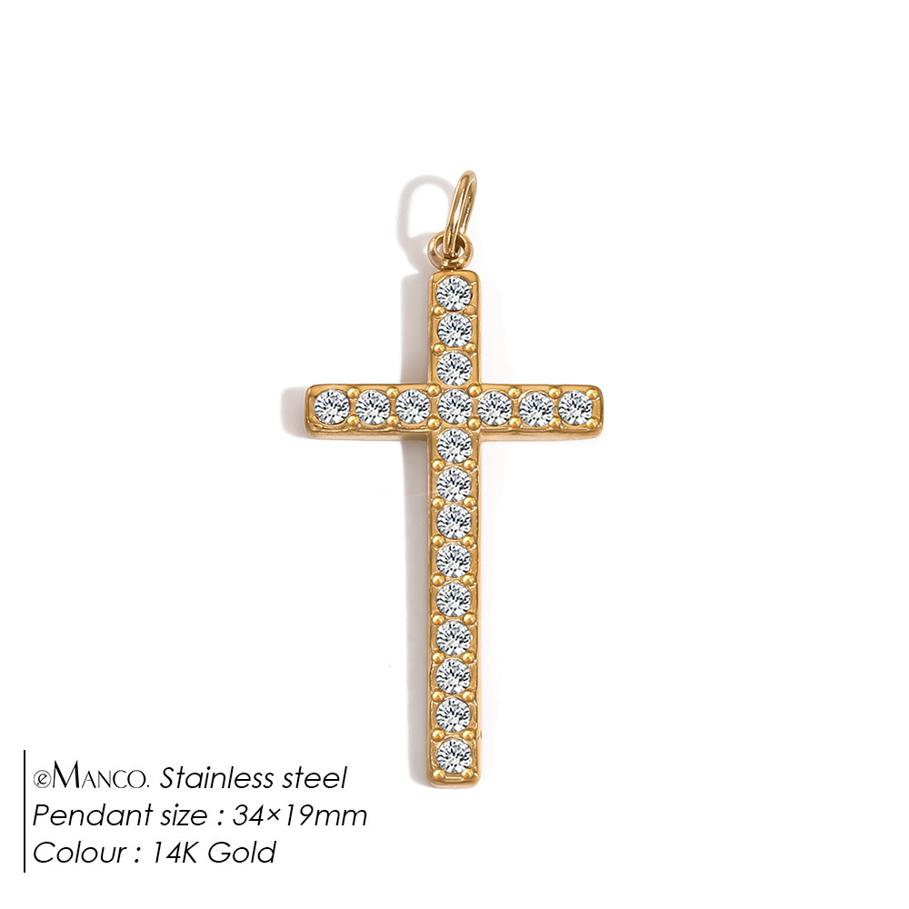 Pendentifs Pour Femmes En Forme De Cœur Et De Croix, En Acier Inoxydable Étanche, Couleur Or, Avec Perle Artificielle, Collection Classique À Faire Soi-Même
