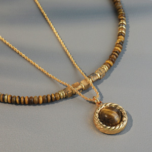 Ensembles De Colliers Pour Femmes En Pierres Naturelles Rétro Couleur Or, Collection Classique h5 Image4