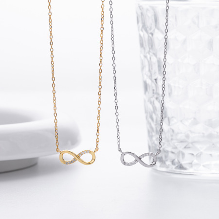 Colliers pour femmes en argent sterling 925 plaqué rhodium, collection Simple Series Daily Infinity 2