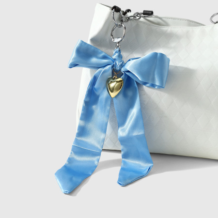 Breloques de sac en polyester avec nœud papillon et cœur, collection Simple 2