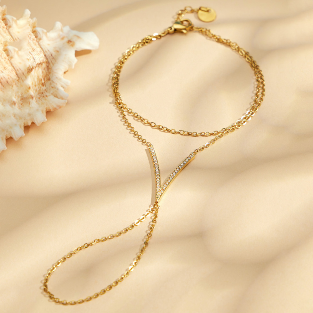 Bracelet Chaîne Pour Femme Simple Series Daily Chain En Acier Inoxydable Étanche Couleur Or Image3