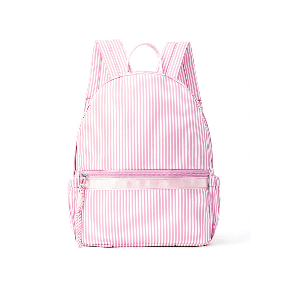 Sac À Dos Femme En Coton À Rayures Imprimées, Style Décontracté